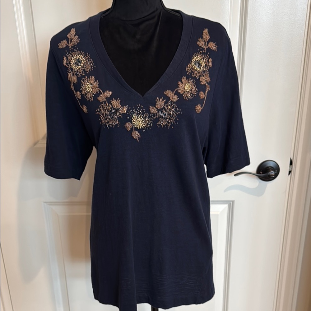 Chico’s Embellished Navy Top